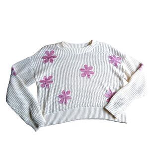 Sugar Moon Elegant Cream Knit Sweater Large